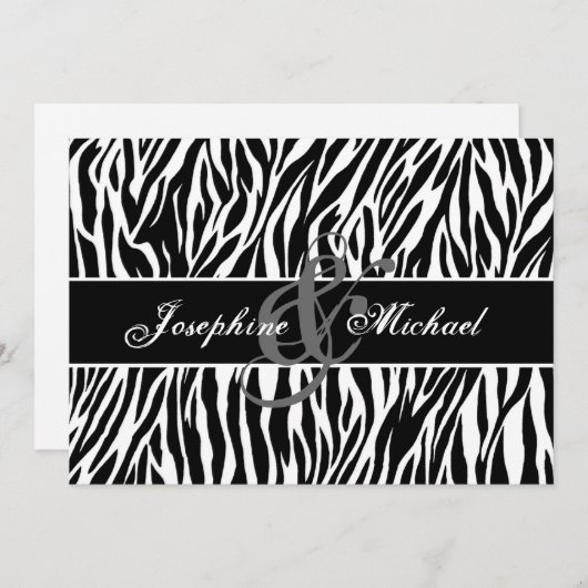 Personalisierte Hochzeit von Schwarz und Weiß Einladung (Vorne/Hinten)