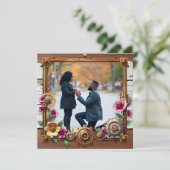 Personalisierte Hochzeit von Steampunkmetall und H Save The Date (Stehend Vorderseite)