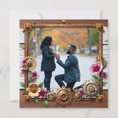 Personalisierte Hochzeit von Steampunkmetall und H Save The Date (Vorderseite)