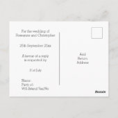 Personalisierte Hochzeit von White Rose Postkarte (Rückseite)