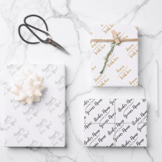 Personalisierte Hochzeit wünscht Silver Gold Schwa Geschenkpapier Set (Vorderseite)