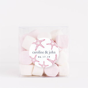 Personalisierte Hochzeit zwischen Rosa und Navy Runder Aufkleber