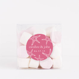 Personalisierte Hochzeit zwischen Rosa und Weiß Runder Aufkleber