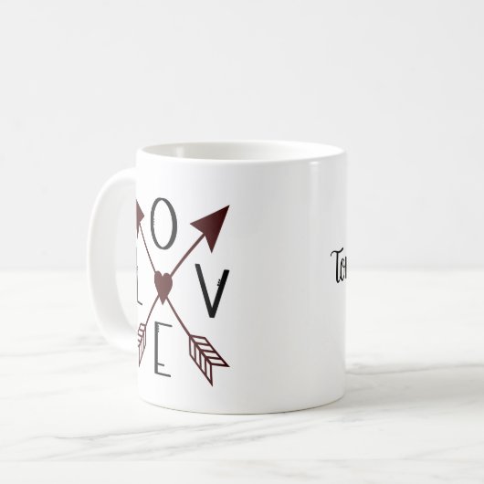 Personalisierte Hochzeitdatum Liebe mit Tasse der  (Vorderseite Links)