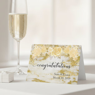 Personalisierte Hochzeiten Glückwünsche Gold Flora Karte