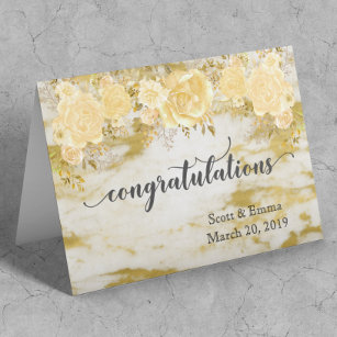 Personalisierte Hochzeiten Glückwünsche Gold Flora Karte