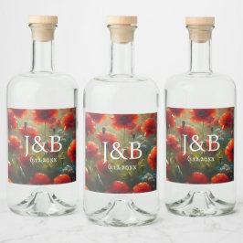 Personalisierte Hochzeiten von Roten Poppies Alkoholflaschenetikett