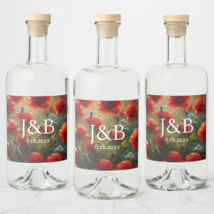 Personalisierte Hochzeiten von Roten Poppies Alkoholflaschenetikett