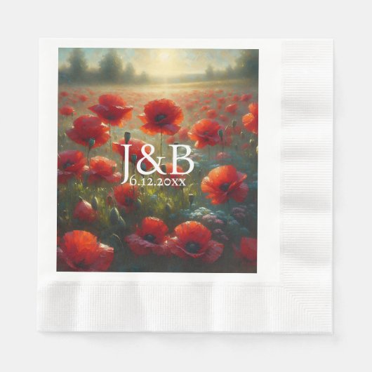 Personalisierte Hochzeiten von Roten Poppies Serviette (Vorderseite)