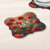 Personalisierte Hochzeiten von Roten Poppies Untersetzer (angewinkelt)