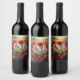 Personalisierte Hochzeiten von Roten Poppies Weinetikett