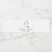 Personalisierte Hochzeitflormonogramm Wasserflaschenetikett (Einzelnes Label)