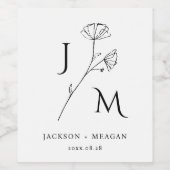 Personalisierte Hochzeitflormonogramm Weinetikett (Einzelnes Label)