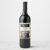 Personalisierte HochzeitGold und Black Bow Weinetikett (Vorderseite)