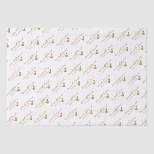 Personalisierte Hochzeitgoldenherzen Seidenpapier (Vorderseite)