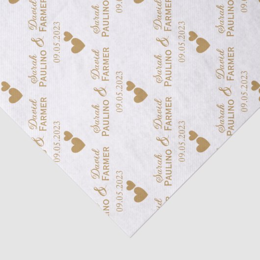 Personalisierte Hochzeitgoldenherzen Seidenpapier (Detail)
