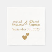 Personalisierte Hochzeitgoldenherzen Serviette (Vorderseite)