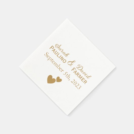 Personalisierte Hochzeitgoldenherzen Serviette (Ecke)