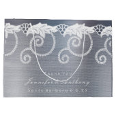 Personalisierte Hochzeitgraue, graue, weiße Spitze Große Geschenktüte (Rückseite)