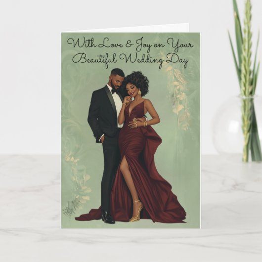 Personalisierte Hochzeitkarte | Elegant African Am Karte (Vorderseite)