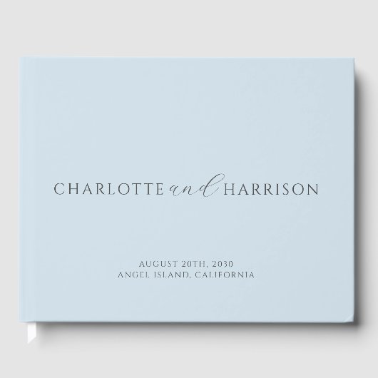 Personalisierte Hochzeitmonogramm Blau Gästebuch (Vorderseite)