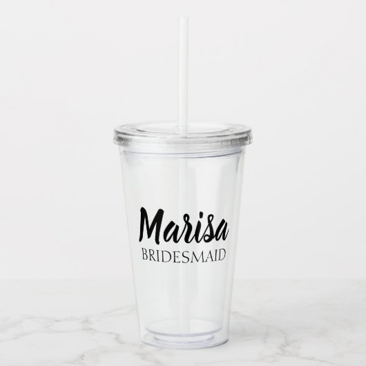 Personalisierte Hochzeits-Brautjungfer/Trauzeugin Acryltrinkbecher (Vorderseite)