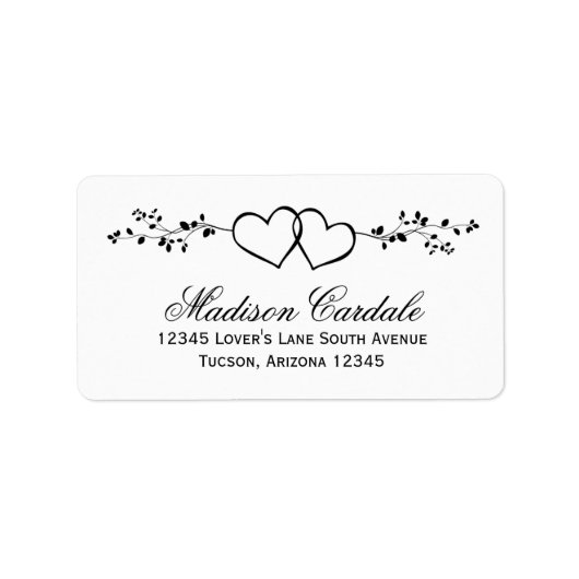 Personalisierte Hochzeitsadressen mit Doppelherzen Adressaufkleber (Vorne)