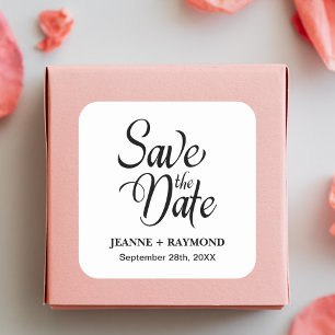 Personalisierte Hochzeitsankündigung "Save The Dat Quadratischer Aufkleber