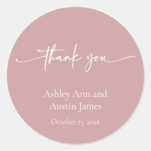 Personalisierte Hochzeitsaufkleber Danke Rosa Runder Aufkleber