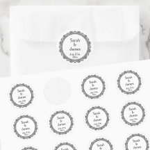 Personalisierte Hochzeitsaufkleber mit ornamentale