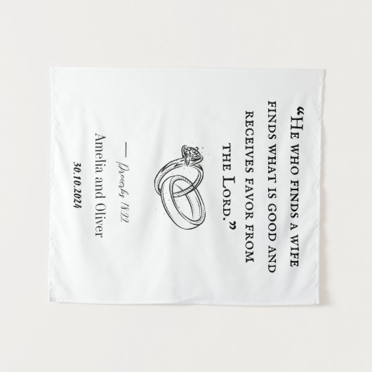 Personalisierte Hochzeitsband Wandteppich (Vorderseite (Horizontal))