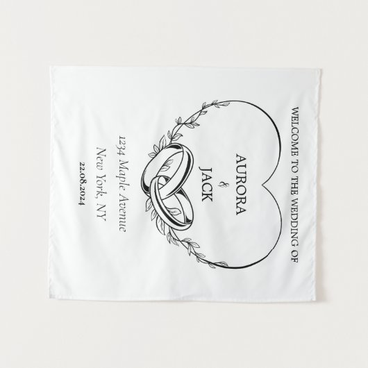 Personalisierte Hochzeitsband Wandteppich (Vorderseite (Horizontal))