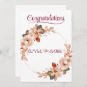 Personalisierte Hochzeitsblumenkarte | Neuvermählt Einladung (Vorne/Hinten)