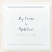 Personalisierte Hochzeitsbride & Groom Dusty Blue Glasuntersetzer (Vorderseite)