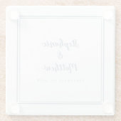 Personalisierte Hochzeitsbride & Groom Dusty Blue Glasuntersetzer (Rückseite)