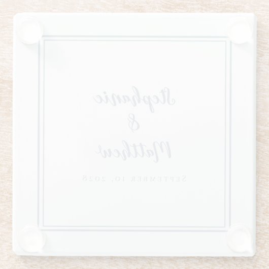 Personalisierte Hochzeitsbride & Groom Dusty Blue Glasuntersetzer (Rückseite)