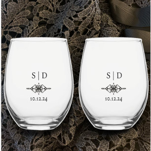Personalisierte Hochzeitscoupons einzigartig Weinglas Ohne Stiel