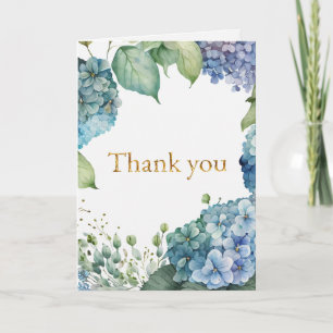 Personalisierte Hochzeitsdusche Blaue Hortensien Dankeskarte
