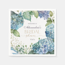 Personalisierte Hochzeitsdusche Blaue Hortensien W Serviette
