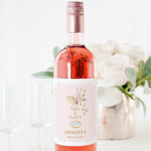 Personalisierte Hochzeitsdusche 'Petals and Prosec Weinetikett