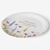 Personalisierte Hochzeitsdusche Wildblumen Pappteller (Schrägansicht)