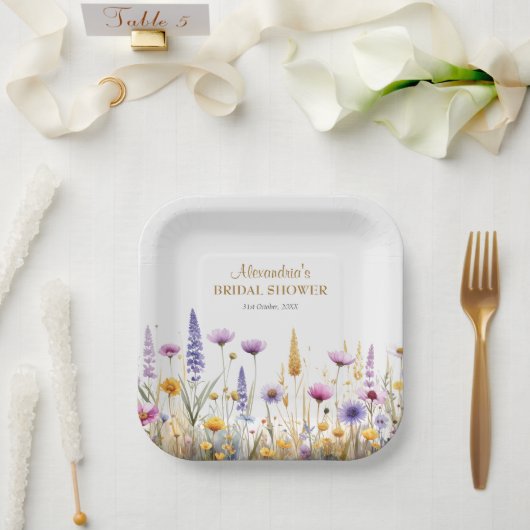 Personalisierte Hochzeitsdusche Wildblumen Pappteller (Hochzeit)