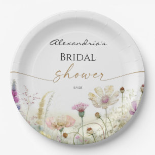 Personalisierte Hochzeitsdusche Wilde Blumen Pappteller