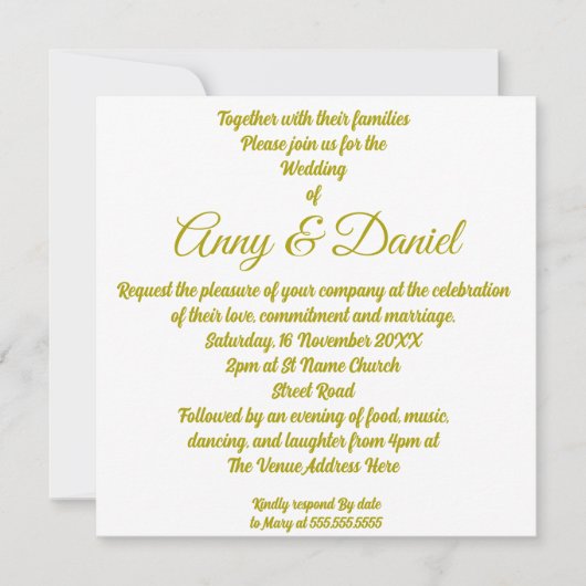 Personalisierte Hochzeitseinladung Einladung (Vorderseite)