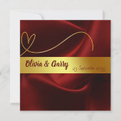 Personalisierte Hochzeitseinladung mit Gold auf Ro Karte (Vorderseite)