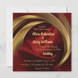 Personalisierte Hochzeitseinladung mit Gold auf Ro Karte