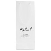 Personalisierte Hochzeitsfeier für Schwarz und Wei Geschenktüte Für Weinflaschen (Rückseite)