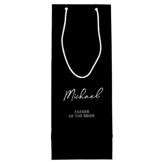 Personalisierte Hochzeitsfeier für Schwarz und Wei Geschenktüte Für Weinflaschen (Rückseite)