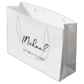 Personalisierte Hochzeitsfeier - Geschenk für Schw Große Geschenktüte (Rückseite Schrägansicht)