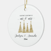 Personalisierte Hochzeitsfeier mit Namen und Jahr Keramik Ornament (Links)